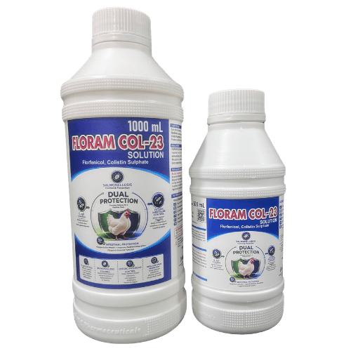 Floram Col 23 veterinary product 500 mL and 1000 mL packs